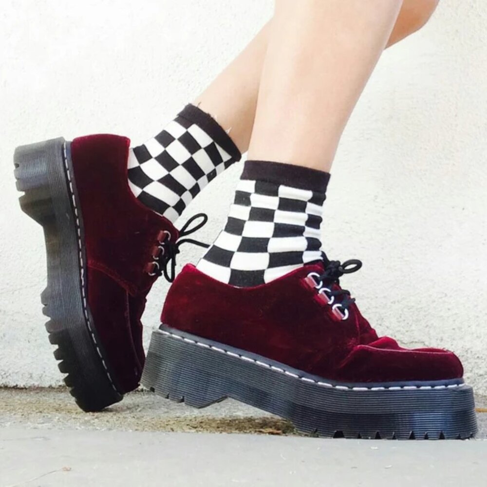 Dr. Martens -AGGY CREEPER CHERRY RED VELVET SHOE